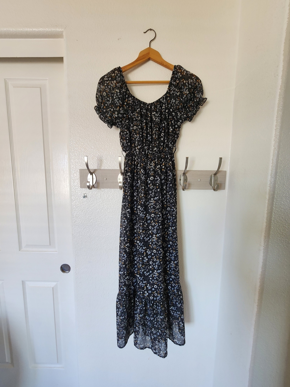 WallFlower XS Floral Puff Sleeve Tiered Maxi Dress Cottagecore